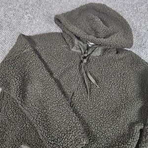 Adidas Women's Sherpa Fleece Full Zip Hoodie Gray Padded Pocket Large L